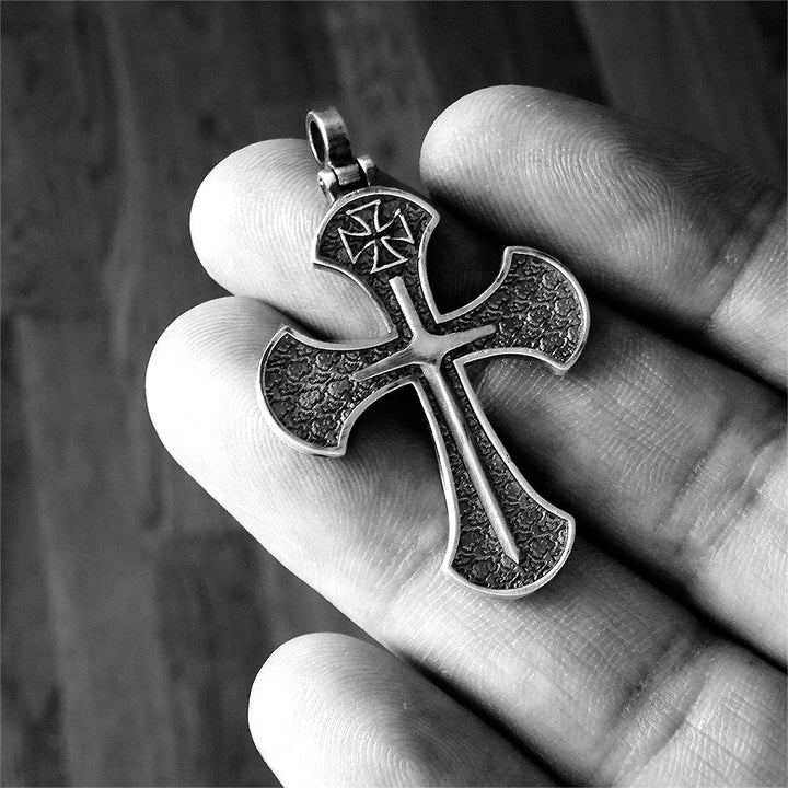 mens sterling pendent templar cross