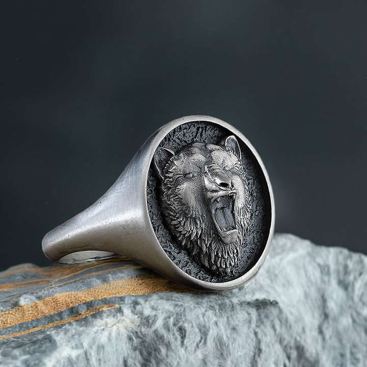 Bear Head Signet Ring 