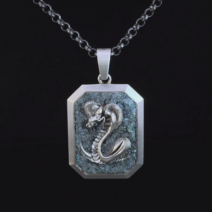 Statement Snake Necklace for Men Sterling Silver Cobra Pendant