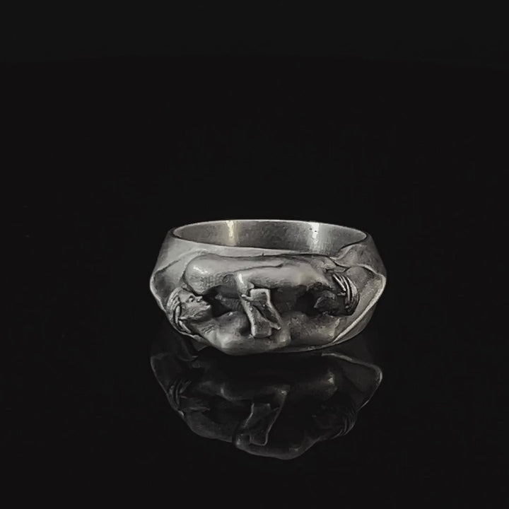 Artistic Sterling Silver Gay Ring Man Couple Sculpture