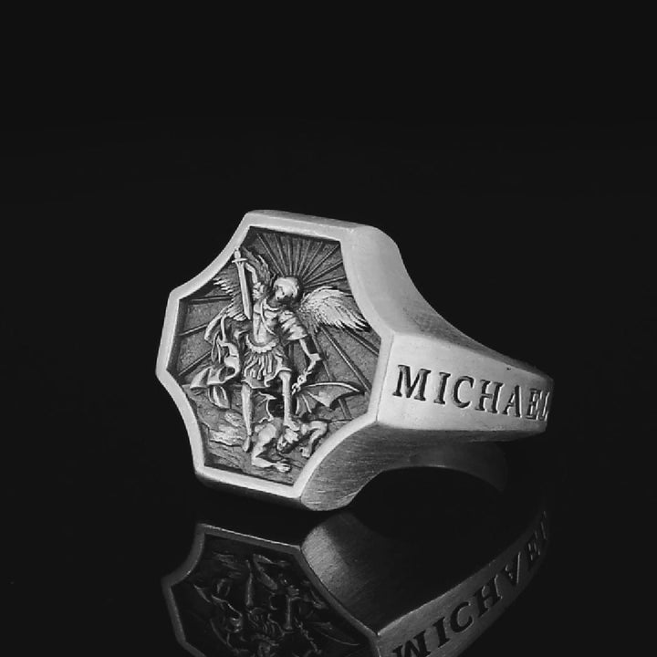 St Michael Guardian Of Church Handmade Silver Ring